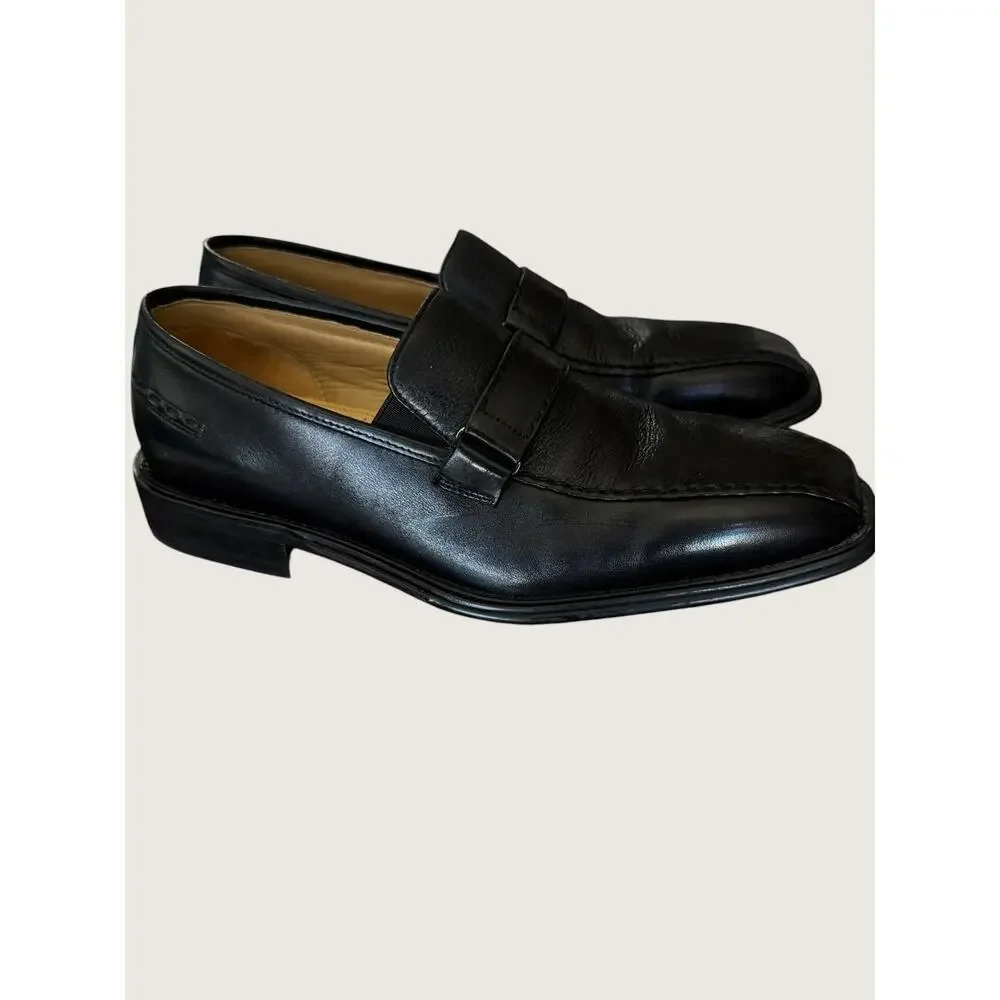 Johnston & Murphy Brass Boot black leather loafers. Genuine goatskin lining 8.5